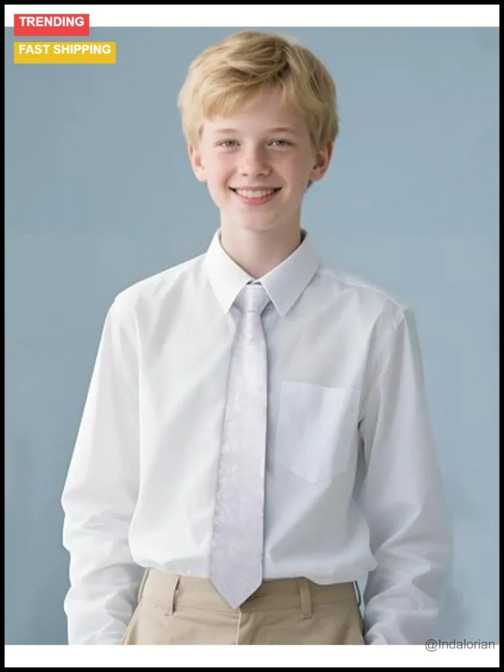 Silk Self-Tied Necktie and Pocket Square Set for Boys Ages 8-14